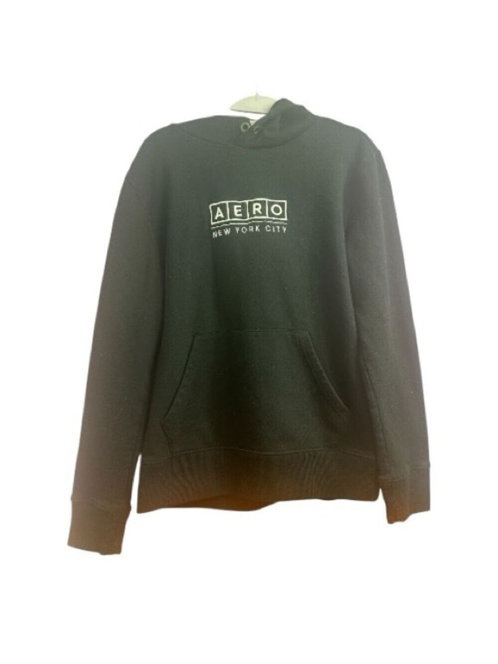 AEROPOSTALE Aero New York City Embroidered Box Logo Popover Black Hoodie - Picture 4 of 9